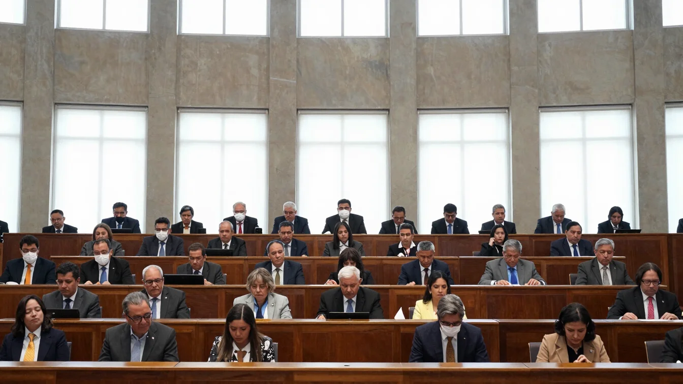 Fotografía de prensa de un hemiciclo parlamentario durante una sesión, con diputados en sus escaños y luz natural filtra